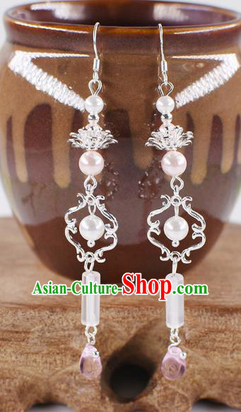 Handmade Chinese Classical Aventurine Earrings Ancient Palace Hanfu Ear Accessories for Women