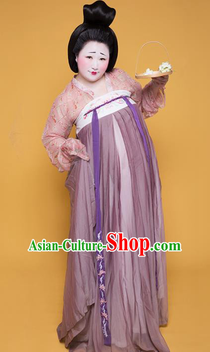 Chinese Traditional Tang Dynasty Large Size Historical Costume Ancient Court Lady Hanfu Dress for Women