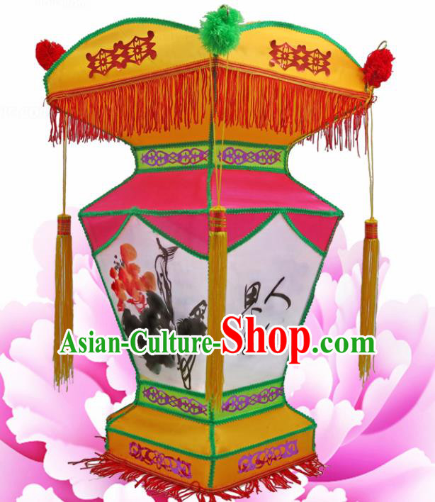 Handmade Chinese Ink Painting Palace Lanterns Traditional New Year Lantern Ancient Ceiling Lamp