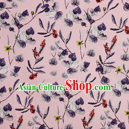 Chinese Traditional Fabric Classical Leaf Pattern Design Pink Brocade Cheongsam Satin Material Silk Fabric