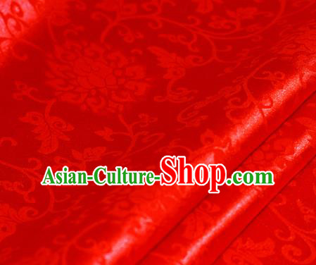 Chinese Traditional Hanfu Royal Rosette Pattern Red Brocade Material Cheongsam Classical Fabric Satin Silk Fabric