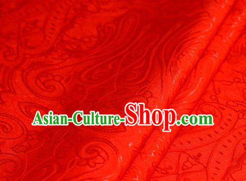 Chinese Traditional Hanfu Royal Palace Pattern Red Brocade Material Cheongsam Classical Fabric Satin Silk Fabric