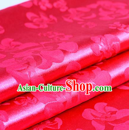 Chinese Traditional Pattern Hanfu Rosy Brocade Material Cheongsam Classical Fabric Satin Silk Fabric