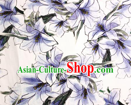 Chinese Traditional Fabric Classical Lily Flowers Pattern Design Brocade Cheongsam Satin Material Silk Fabric