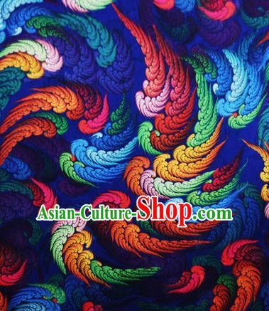 Chinese Traditional Fabric Classical Wings Pattern Design Royalblue Brocade Cheongsam Satin Material Silk Fabric