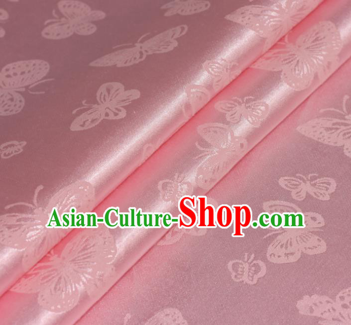 Chinese Traditional Butterfly Pattern Pink Brocade Material Cheongsam Classical Fabric Satin Silk Fabric