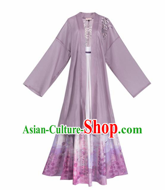 Chinese Ancient Song Dynasty Young Lady Embroidered Hanfu Dress Traditional Historical Costume for Women
