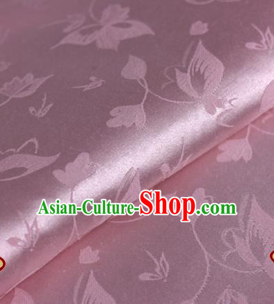 Chinese Traditional Cheongsam Fabric Butterfly Pattern Pink Brocade Material Hanfu Classical Satin Silk Fabric