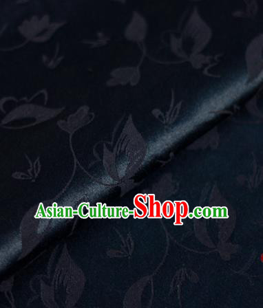 Chinese Traditional Cheongsam Fabric Butterfly Pattern Navy Brocade Material Hanfu Classical Satin Silk Fabric