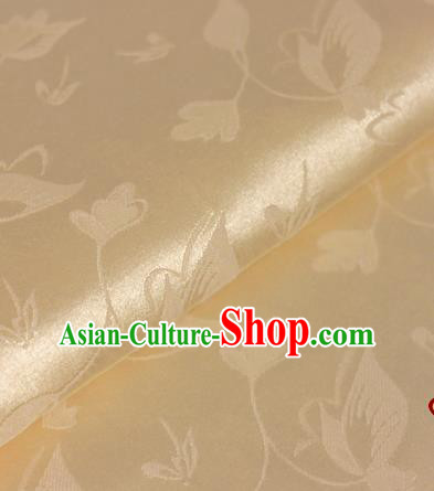 Chinese Traditional Cheongsam Fabric Butterfly Pattern Golden Brocade Material Hanfu Classical Satin Silk Fabric
