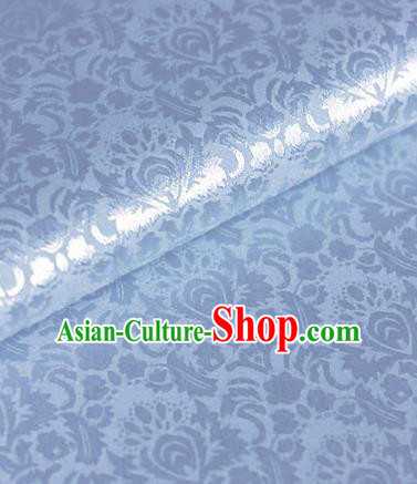 Chinese Traditional Fabric Cheongsam Pattern Blue Brocade Material Hanfu Classical Satin Silk Fabric
