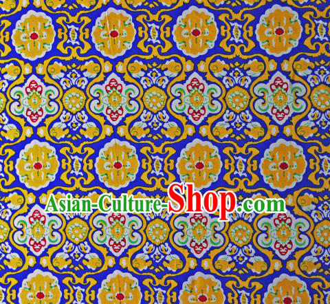 Chinese Traditional Fabric Cheongsam Printing Yellow Brocade Material Hanfu Classical Satin Silk Fabric