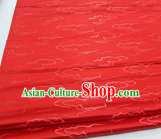 Chinese Traditional Tang Suit Royal Clouds Pattern Red Brocade Satin Fabric Material Classical Silk Fabric