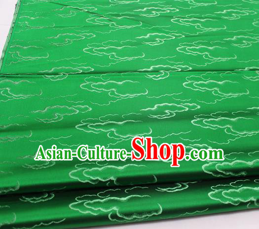 Chinese Traditional Tang Suit Royal Clouds Pattern Green Brocade Satin Fabric Material Classical Silk Fabric