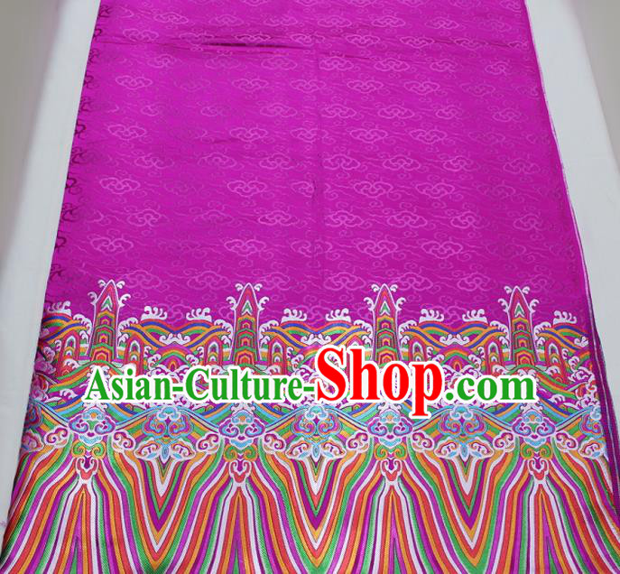 Asian Chinese Traditional Tang Suit Royal Waves Pattern Rosy Brocade Satin Fabric Material Classical Silk Fabric