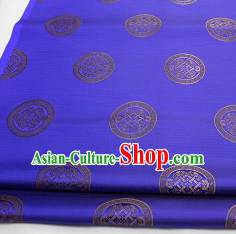Chinese Traditional Tang Suit Fabric Royal Lucky Pattern Royalblue Brocade Material Hanfu Classical Satin Silk Fabric
