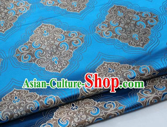 Chinese Traditional Tang Suit Blue Brocade Royal Pattern Satin Fabric Material Classical Silk Fabric