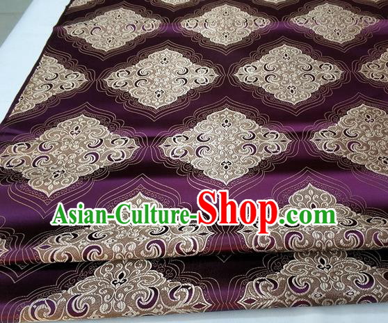 Chinese Traditional Tang Suit Purple Brocade Royal Pattern Satin Fabric Material Classical Silk Fabric