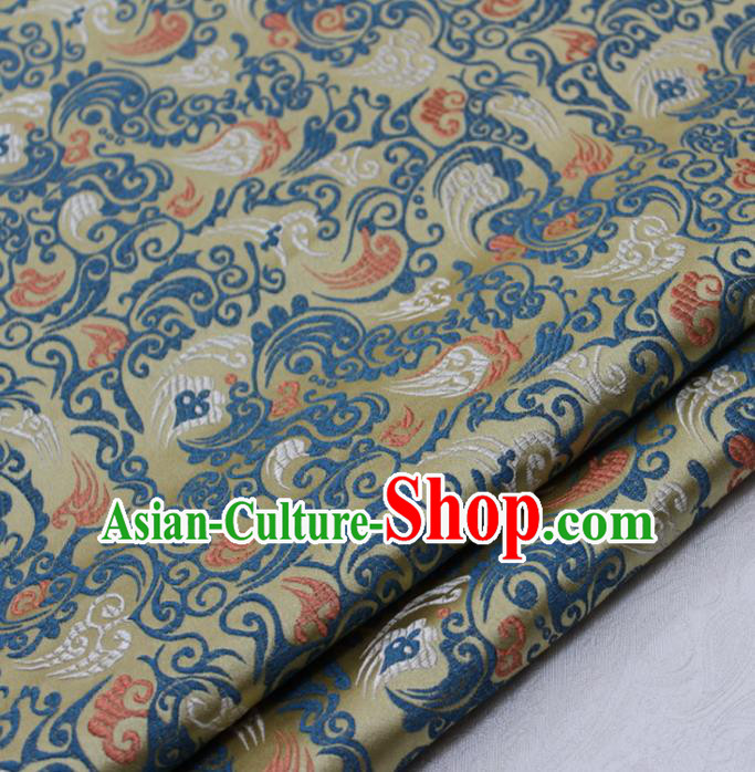 Asian Chinese Traditional Tang Suit Royal Pattern Golden Brocade Satin Fabric Material Classical Silk Fabric