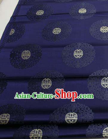 Asian Chinese Traditional Tang Suit Royal Pattern Navy Brocade Satin Fabric Material Classical Silk Fabric
