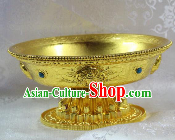 Chinese Traditional Buddhism Brass Tray Feng Shui Items Vajrayana Buddhist Teaboard Decoration