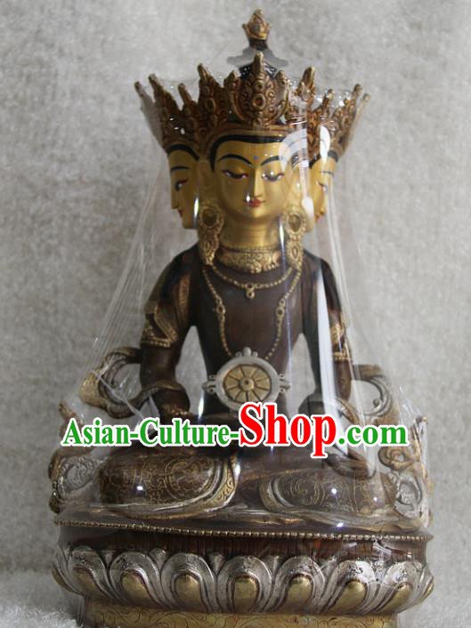 Chinese Traditional Buddhist Copper Buddha Vairochana Statue Tibetan Buddhism Feng Shui Items Sculpture