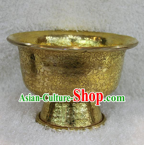 Chinese Traditional Buddhist Brass Carving Bowl Buddha Cup Decoration Tibetan Buddhism Feng Shui Items