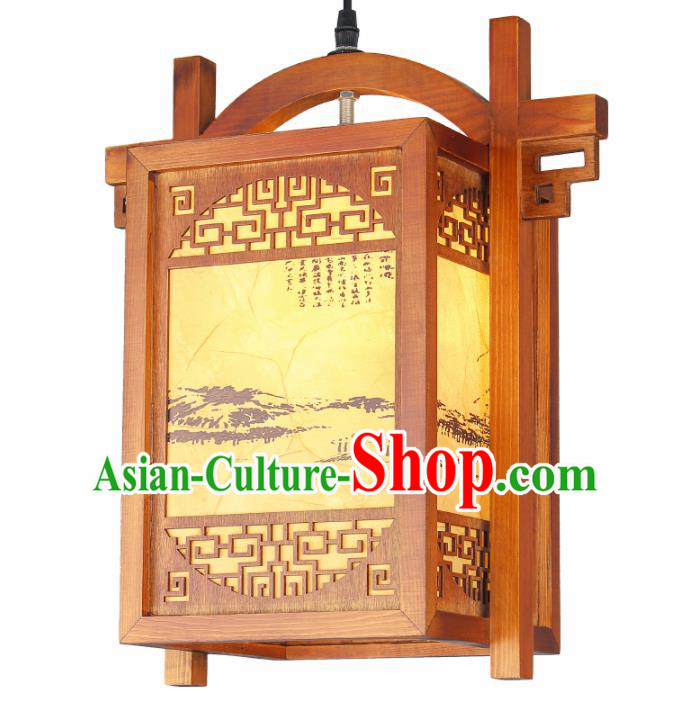 Chinese Traditional Hanging Lantern Handmade Wood Palace Lanterns Ceiling Lamp