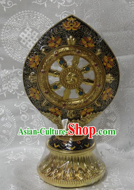 Chinese Traditional Buddhism Brass Wheel Feng Shui Items Vajrayana Buddhist Decoration