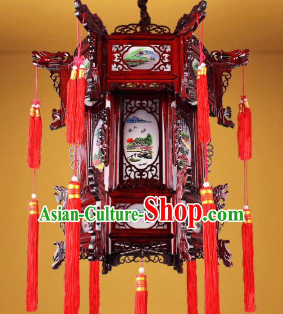 Chinese Traditional Handmade Wood Carving Palace Lantern Classical Hanging Lanterns Ceiling Lamp