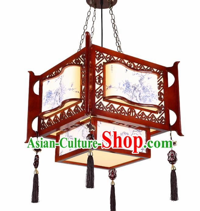 Chinese Traditional Handmade Printing Wood Carving Palace Lantern Classical Hanging Lanterns Ceiling Lamp