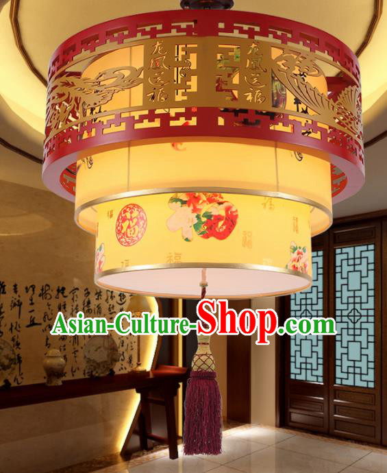 Chinese Traditional Classical Ceiling Palace Lantern Handmade New Year Carving Phoenix Lanterns Hanging Lamp