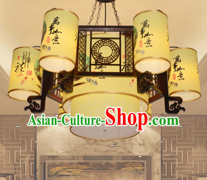 Chinese Traditional Classical Six Light Ceiling Palace Lantern Handmade New Year Lanterns Hanging Lamp