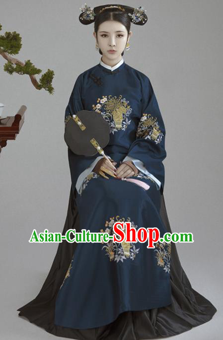 Chinese Ancient Court Empress Hanfu Dress Traditional Qing Dynasty Manchu Queen Historical Costume for Women