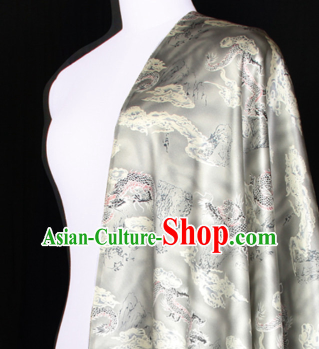 Classical 100% Pure Silk Round Dragon Pattern Fabric Chinese Royal Silk Fabrics