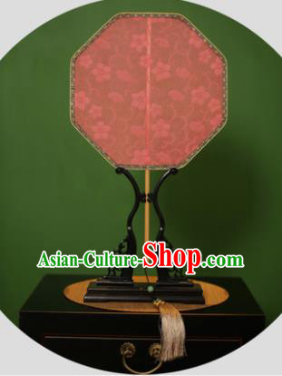 Chinese Traditional Handmade Kesi Red Silk Fans Classical Palace Fans for Women