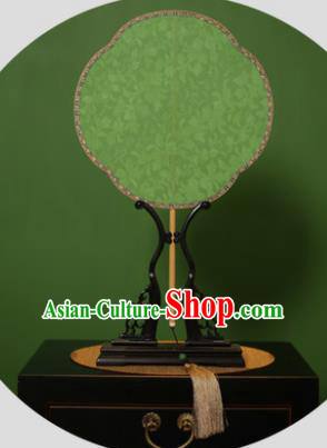 Chinese Traditional Handmade Kesi Green Silk Fans Classical Palace Fans for Women