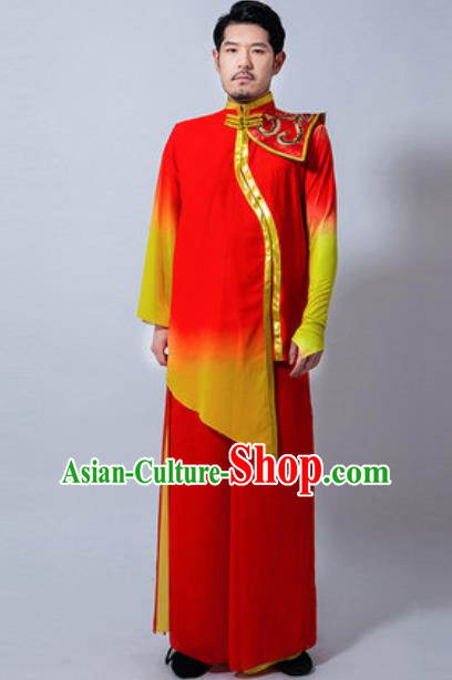 Chinese Folk Dance Drum Dance Red Costume Classical Dance Clothing for Men