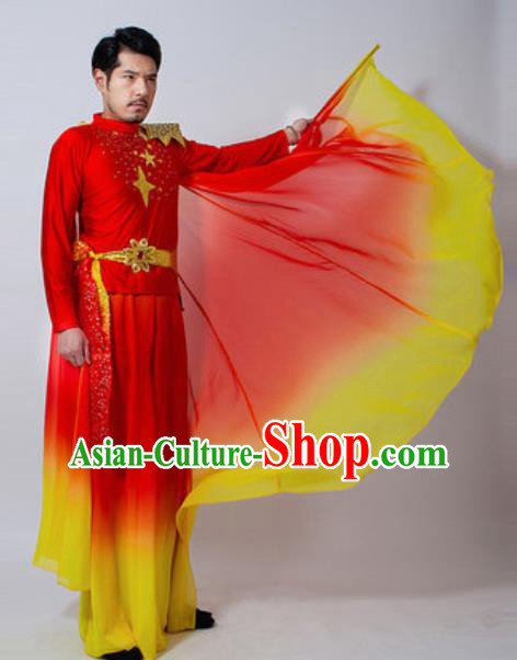 Chinese Folk Dance Yanko Dance Red Costume Classical Dance Drum Dance Clothing for Men