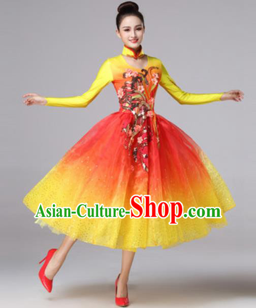 Top Grade Modern Dance Costume Traditional Spring Festival Gala Stage Performance Bubble Dress for Women