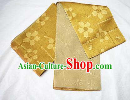 Japanese Traditional Kimono Golden Brocade Belts Asian Handmade Japan Geisha Yukata Waistband for Women