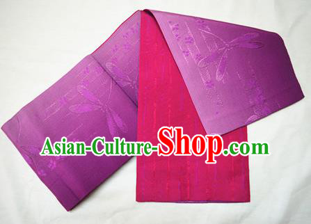 Japanese Traditional Kimono Purple Brocade Belts Asian Handmade Japan Geisha Yukata Waistband for Women