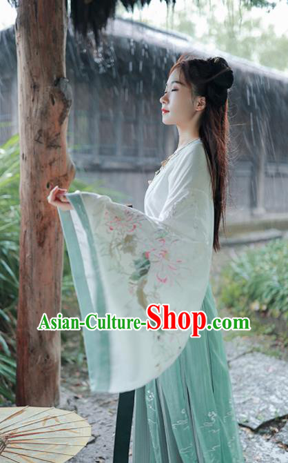 Chinese Tang Dynasty Princess Historical Costume Traditional Ancient Embroidered Hanfu Dress for Women