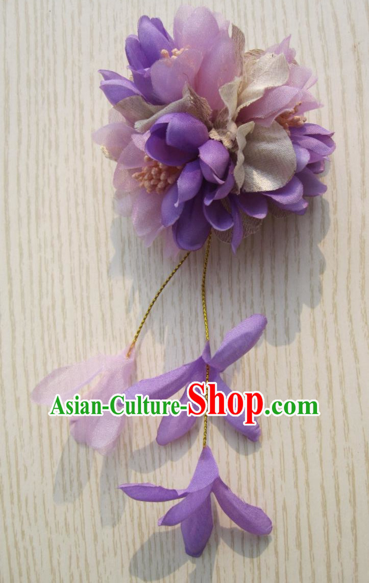 Japanese Traditional Geisha Kimono Hair Accessories Japan Yukata Purple Flowers Hair Claw for Women
