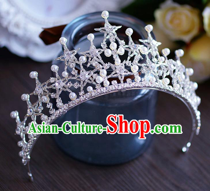Handmade Baroque Queen Crystal Royal Crown European Wedding Hair Accessories for Women
