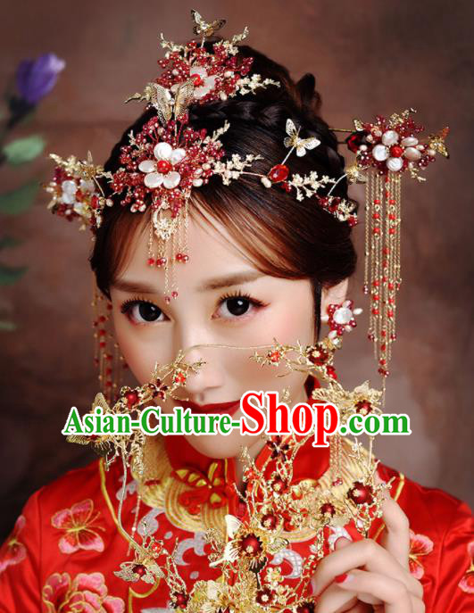 Traditional Chinese Ancient Bride Hairpins Tassel Hair Clasp Handmade Wedding Hair Accessories for Women