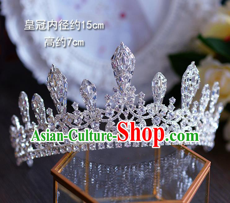Handmade Baroque Queen Crystal Royal Crown European Wedding Hair Accessories for Women