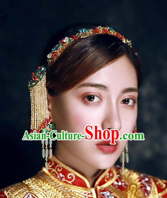 Traditional Chinese Ancient Hanfu Cloisonne Hair Clasp Bride Hairpins Handmade Wedding Hair Accessories for Women