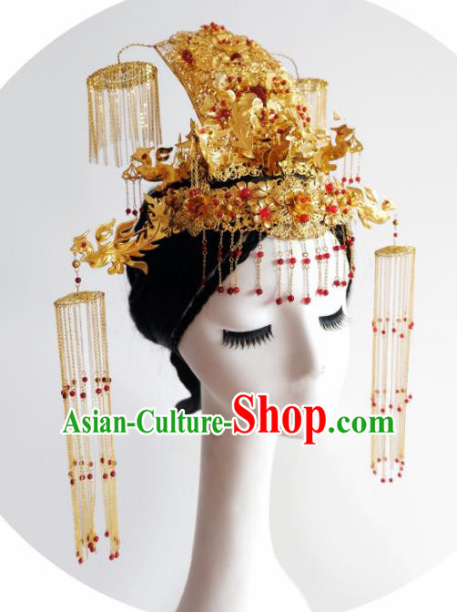 Traditional Chinese Ancient Queen Phoenix Coronet Hairpins Handmade Wedding Hair Accessories for Women