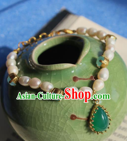 Handmade Chinese Ancient Palace Pearls Bracelet Traditional Hanfu Wedding Jewelry Accessories for Women